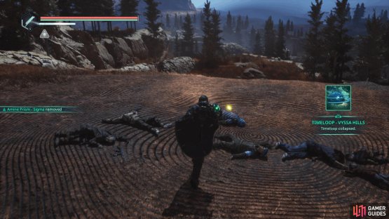 After you close the Timeloop, search the corpse on the floor.