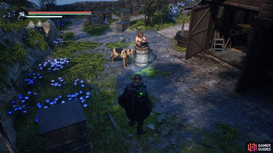 You can find the dog with Rebecca, with them and the Abbot all fleeing safely. Image via Gamer Guides / Nacon.