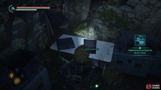 Approach the tent on the right and read the laptop to complete the mystery. Image via Gamer Guides / Nacon.