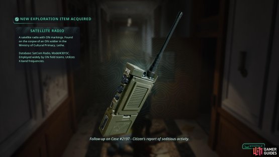 Loot the Sattellite Radio from the ON Peacekeeper corpse in the now accessible hallway. Image via Gamer Guides / Nacon.