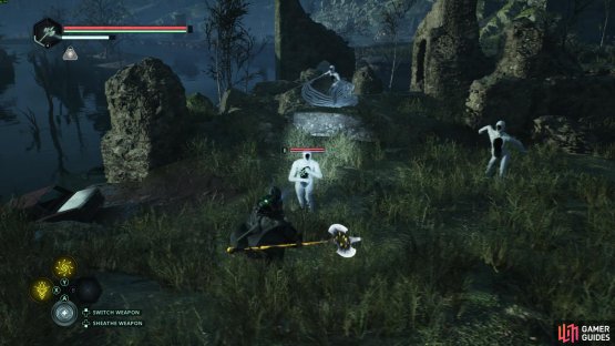 Exit north of Jova Village and make your way towards the ruin near the scientific camp in the marshes. Image via Gamer Guides / Nacon.