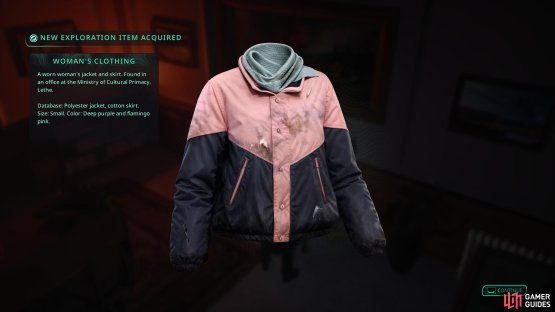 Get the Women&rsquo;s Clothing from the keypad office in the Propaganda building. Image via Gamer Guides.