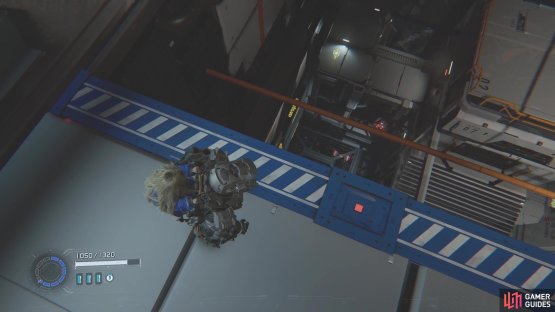 Drop down to this area from the one terminal you need to hack for the five-lock door.