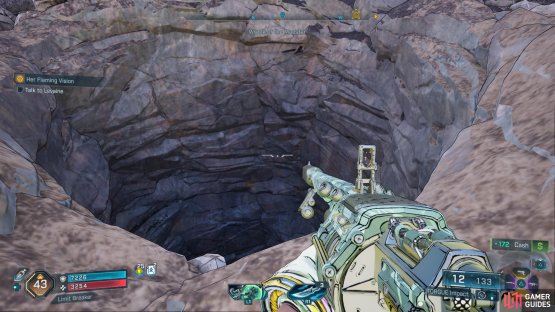 During the mission, you&rsquo;ll drop down this hole to reach the Hollow Nob location.