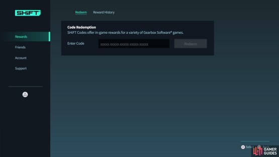 Once there, go to Rewards to see the box for redeeming codes.
