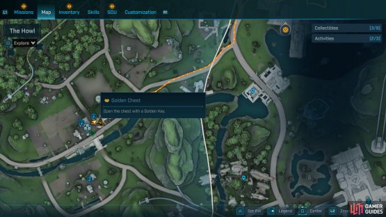 The first Golden Chest is found at The Launchpad faction town.