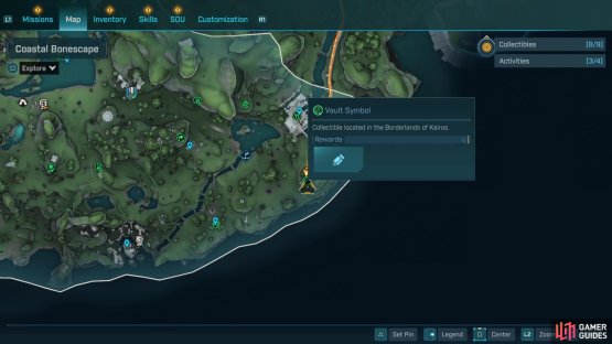 Go to the southeastern corner of Coastal Bonescape for the first symbol.