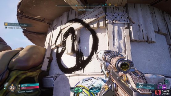 Climb to the top of the Kratch nest to find it on the side of the wall.