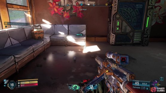 When in Need is found in the building adjacent to the Golden Chest, on the couch.