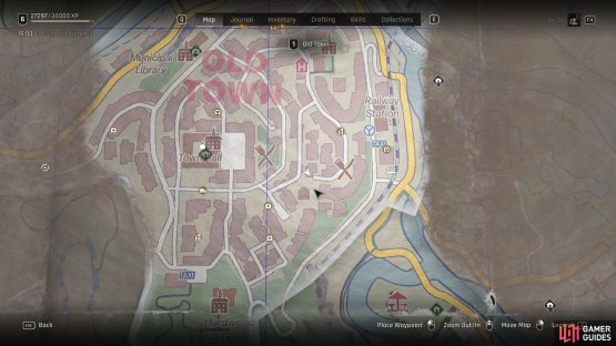 Head towards the Belfry and enter this building we are in on the map. Image via Gamer Guides / Techland.