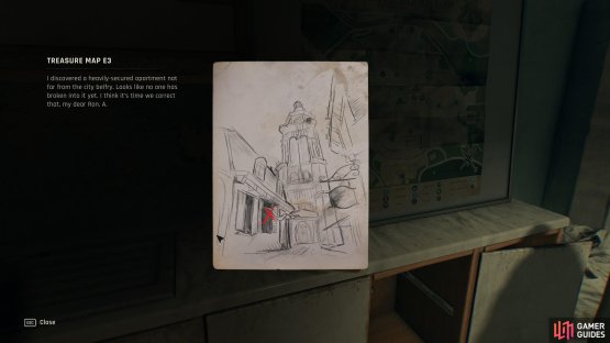 Take the E3 Treasure Map from the Town Hall. Image via Gamer Guides / Techland.