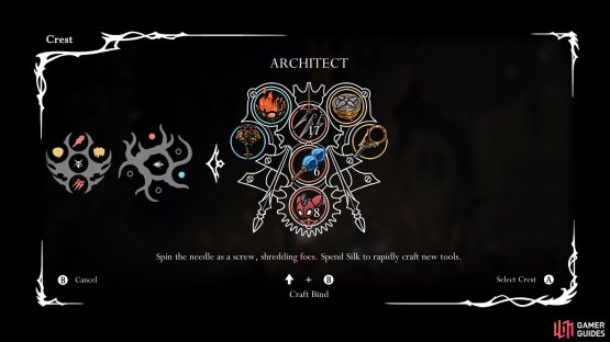 This is what the Architect Crest comes with. Image via Gamer Guides / Team Cherry.