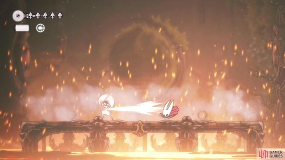 Greet her when she lands after the attack with a Silkspear.