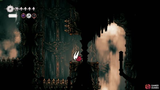 Proceed through the organ exhaust vents to reach Act 2. Image via Gamer Guides / Team Cherry.