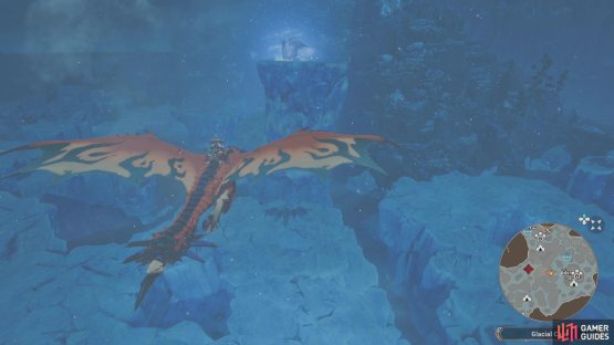 Use a Monstie that can fly to glide over to the spire that it’s perched on.