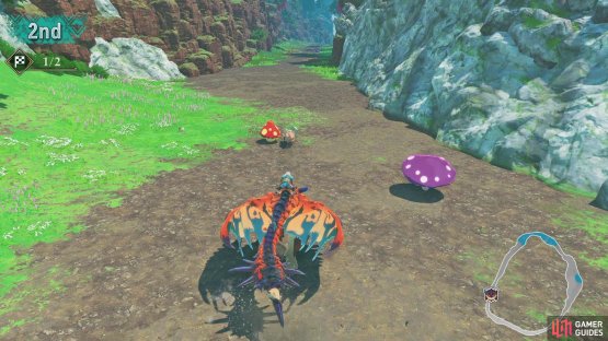 During Thea&rsquo;s side stories you&rsquo;ll race the Gale Force Porkers - hit the red mushroom and avoid the purple ones,
