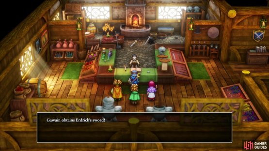 Return to the Swordsmith in Kol with the Orichalcum and he&rsquo;ll repair Erdrick&rsquo;s Sword,