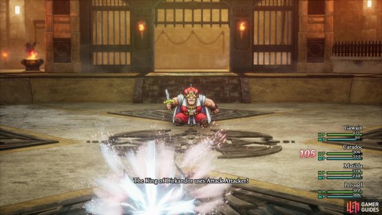 The King of Dirkandor is a pretty straight-forward physical attacker - he&rsquo;s got few tricks, save for the ability to debuff with Attack Attacker,