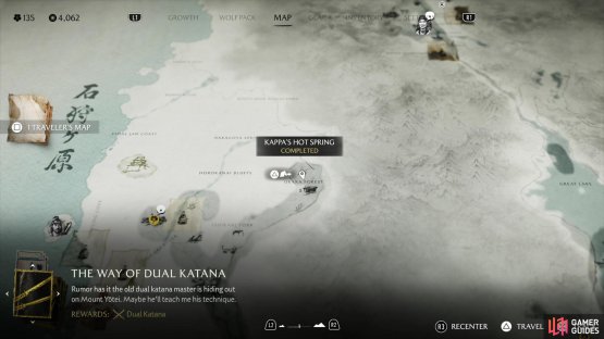 The location of Kappa’s hot spring on the map.
