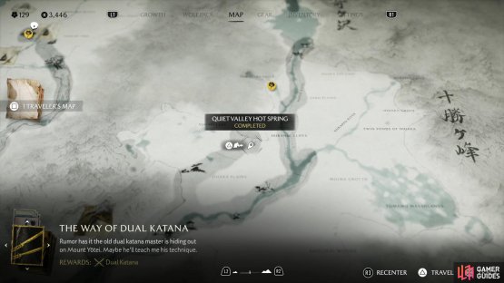 The location of the Quiet Valley hot spring on the map.