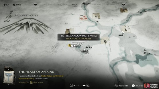 The location of the Yotei’s Shadow (not affiliated with the inn) hot spring on the map.