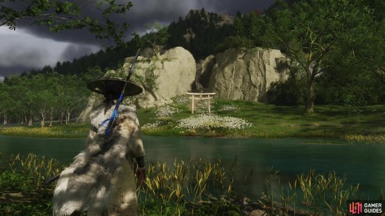 While following the Nupur River through Serpent&rsquo;s Pass, look south until you find a Torii gate.
