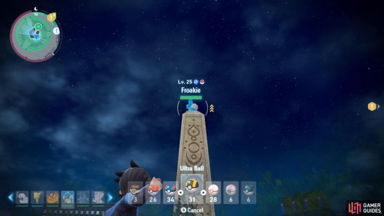 Froakie is atop the central monument