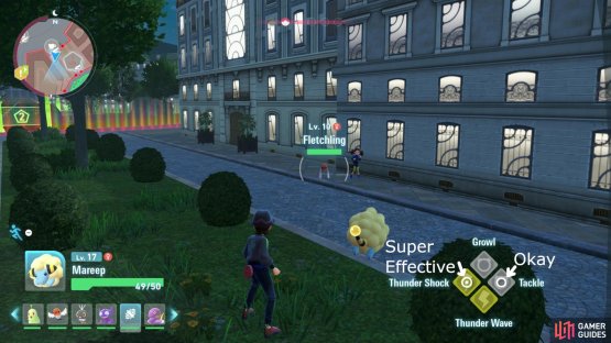 We know that Electric type chart makes them effective against Flying, and you can see that effectiveness in the moveset icons in the bottom right. Image via Gamer Guides / Nintendo.