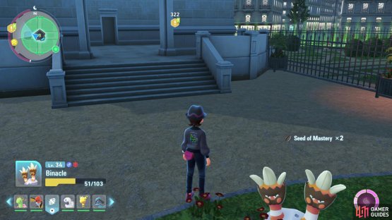 You can sometimes get Seed of Mastery Drops from defeating Alpha Pokemon. Image via Gamer Guides / Nintendo.