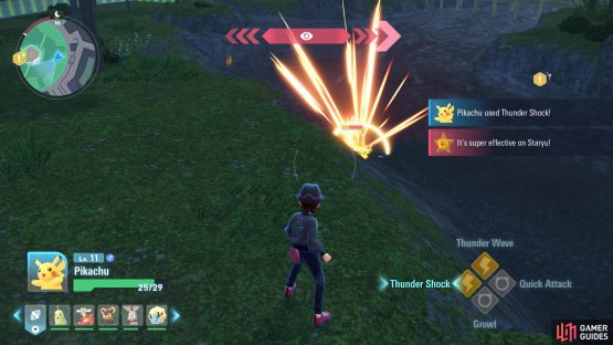 Deplete Staryu&rsquo;s health with Electric, Grass-based moves.