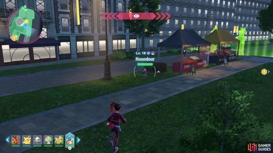 Deplete Houndours Health with Fighting, Bug, Fairy, Water, Ground or Rock-based moves