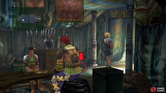 Al Bhed Primer Vol. II is partially obscured and inside the Crusaders&rsquo; tent