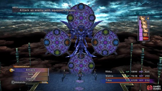 Seymour starts the fight by aligning all discs to fire