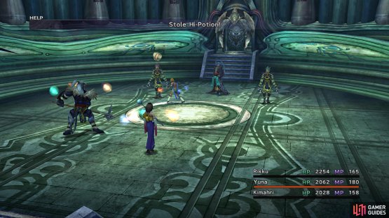 Stealing the Hi-Potions from the Guardians will stop them from using them