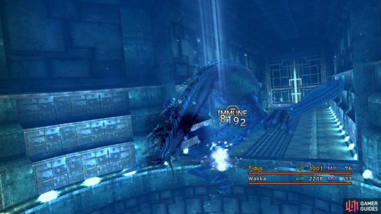 Tossing a Phoenix Down at the boss will remove half of its health