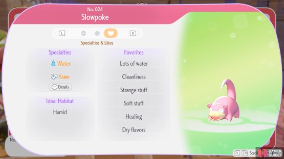 Look at the Pokedex to learn what your Pokemon like