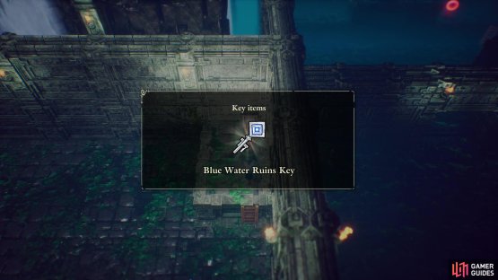 then drop down to the east, enter a room, climb a ladder and loot a chest to score a second &ldquo;Blue Water Ruins Key&rdquo;.