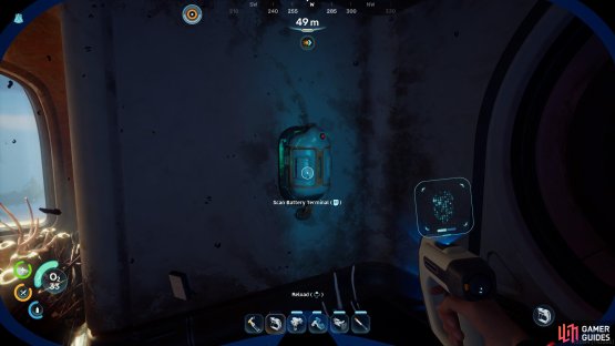 A second Battery Terminal can also be found in the Old Habitat, up a ladder and in the corner.