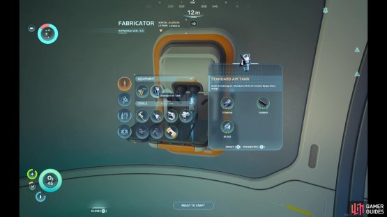 Making the Standard Air Tank will boost that up to 75, giving you more time underwater.