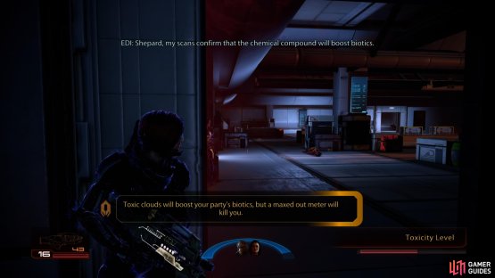 Toxic cansisters are a feature of this mission - they&rsquo;ll boost your biotics, but are fatal over time.