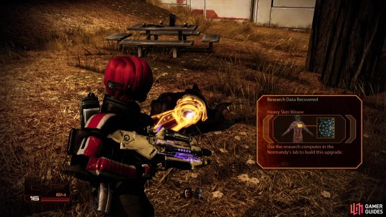 After defeating the first wave of Collectors, search for a Heavy Skin Weave upgrade.