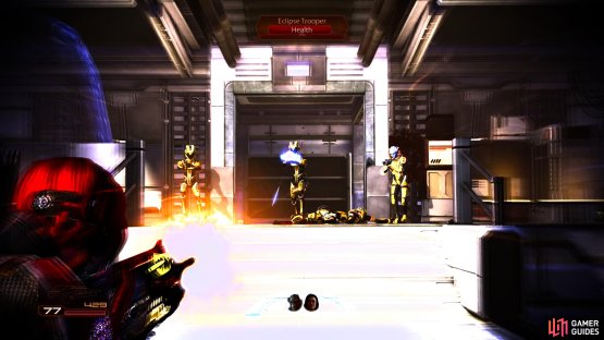 Get in cover, as numerous Eclipse mercenaries will pour from an open door opposite from where you entered.
