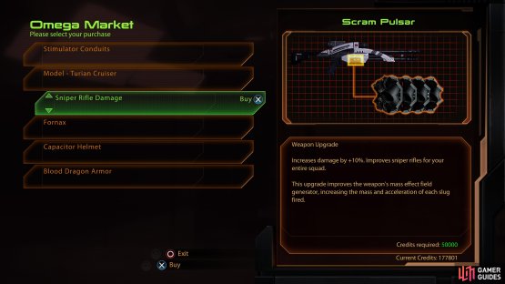 which will help you purchase some of hte more expensive wares at the Omega Market.