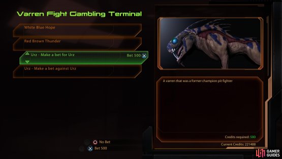 which will allow you to use the varren to participate in high-stakes pit fights.