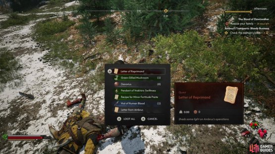 then loot one of the human guards to obtain a &ldquo;Letter of Reprimand&rdquo;.