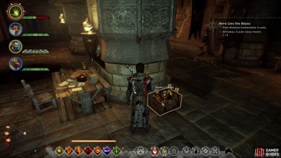 Be sure to replenish your potions from the supply cache before moving along the battlements.