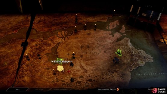Select &lsquo;In Hushed Whispers&rsquo; on the map to begin the quest with the mages.
