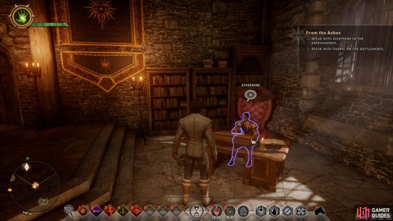 Speak with Josephine in the room adjacent to the War Room.