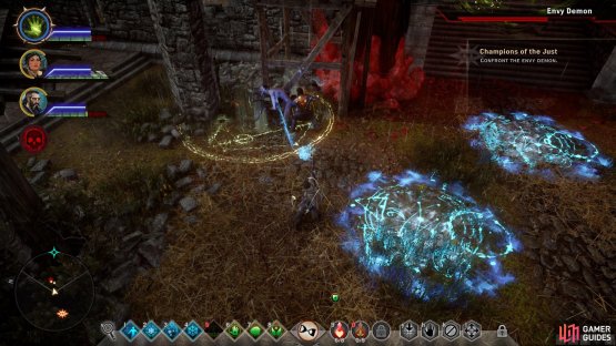 Look out for the markings on the floor which indicate when and where the demon will teleport.