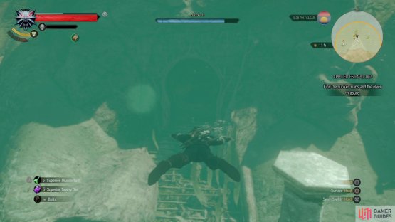 Search for a cave along the southern coast of the river near Beauclair,